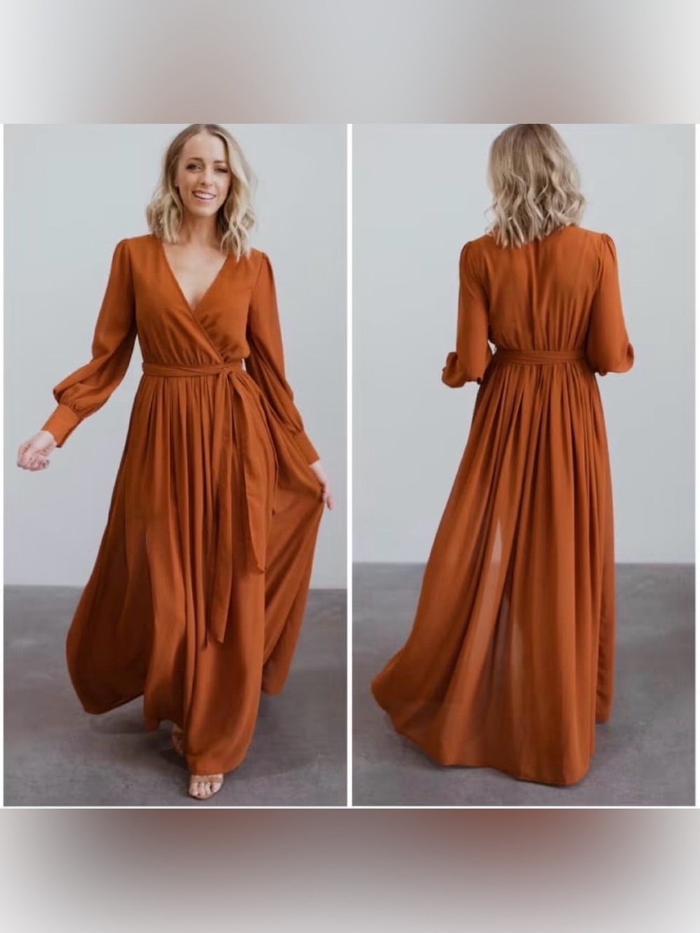 Baltic Born Celine Rust Orange Wrap Maxi Dress